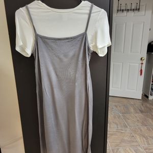 H&M Bodycon Silver Metallic Dress Size 6